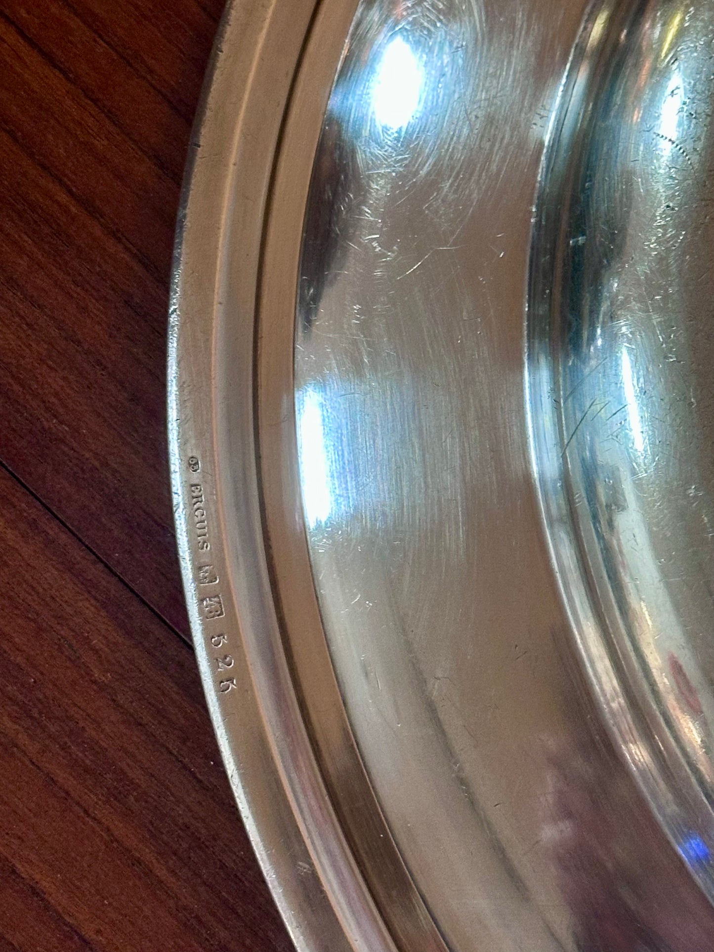 Plat rond en métal argenté Ercuis Marine Nationale