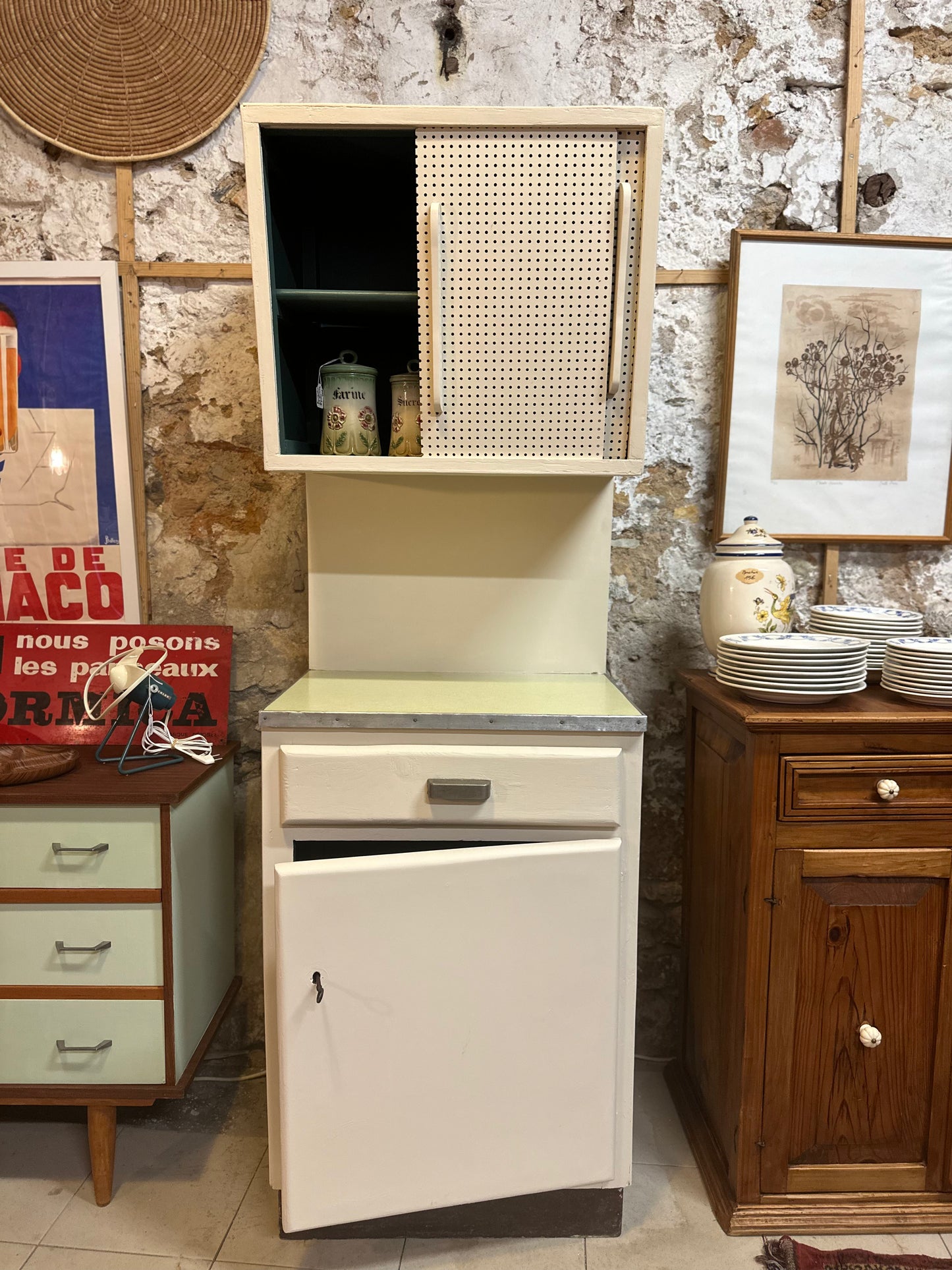 Buffet de cuisine Italien en bois années 50-60