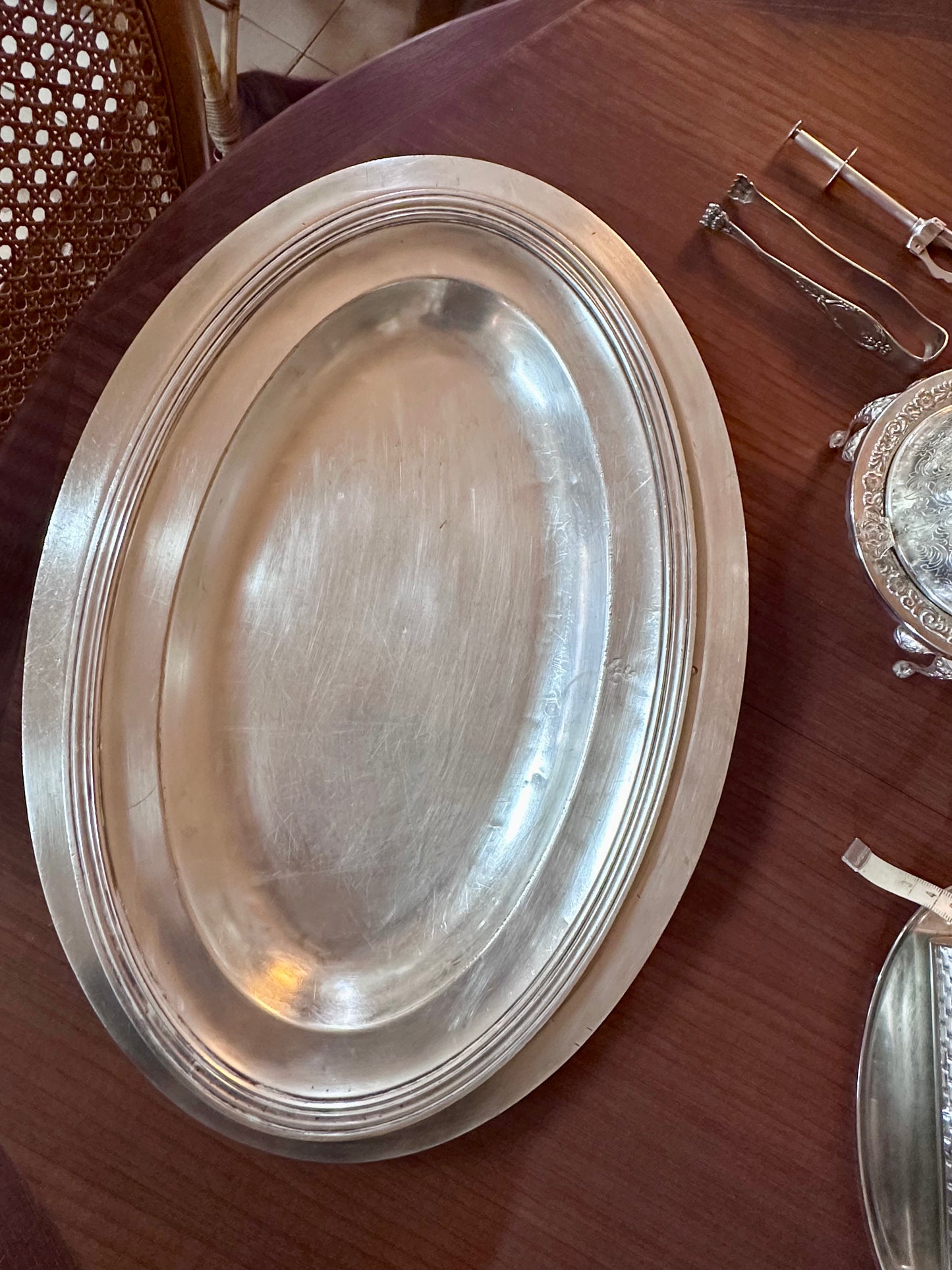 Plat ovale métal argenté Christofle Marine Nationale