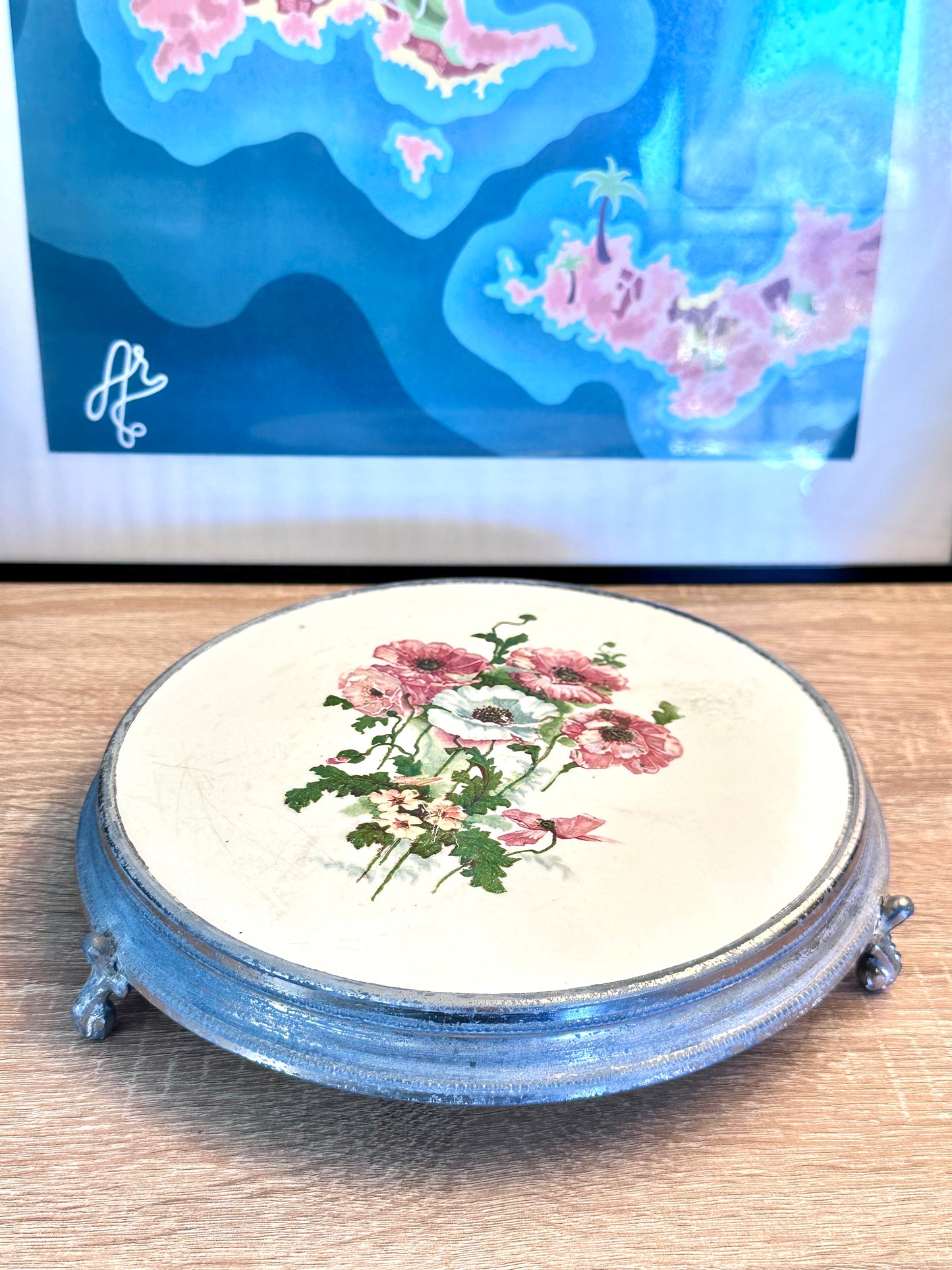 Dessous de plat en porcelaine et métal