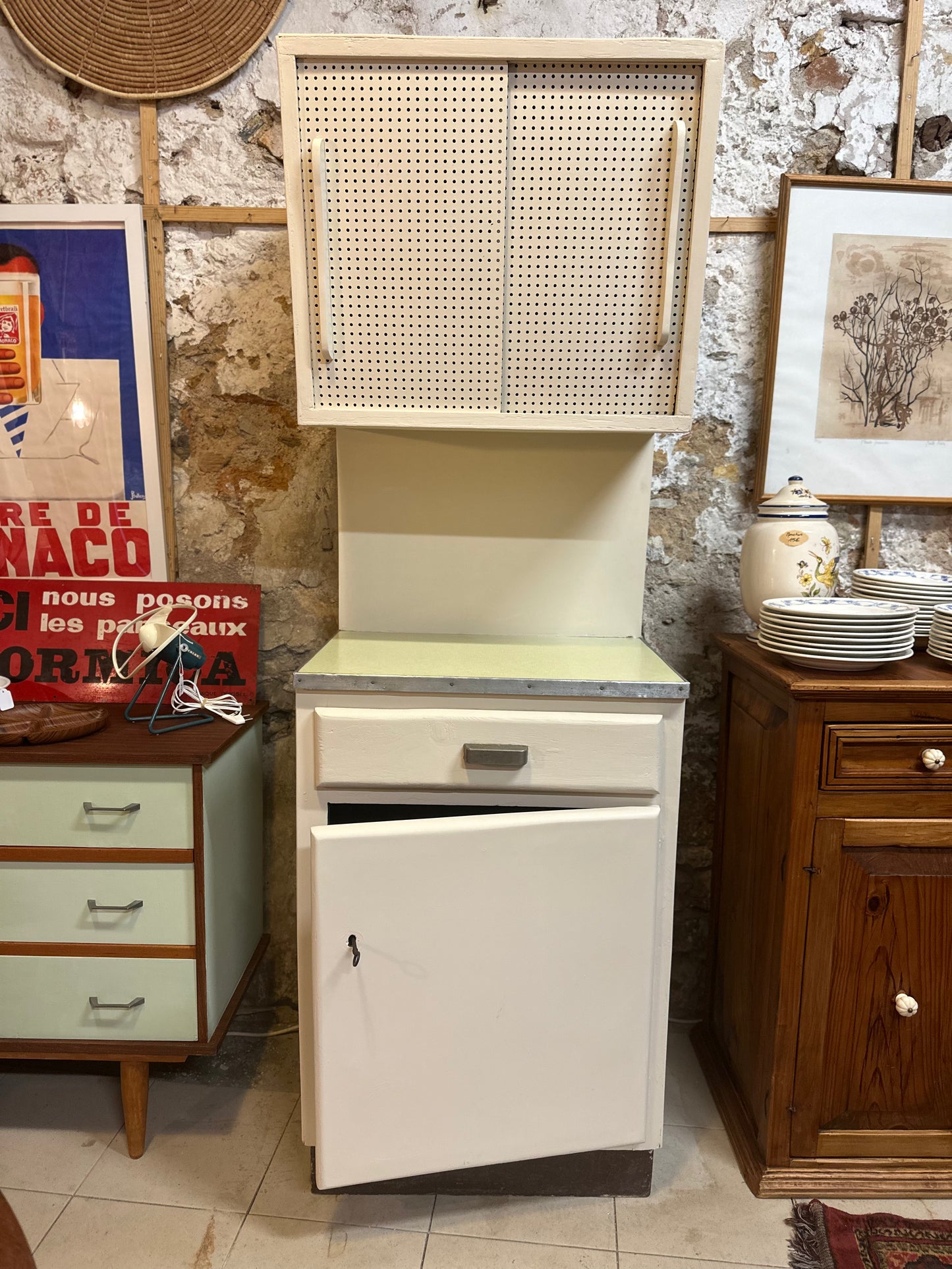 Buffet de cuisine Italien en bois années 50-60