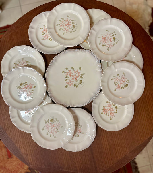 Service à dessert Sarreguemines modèle Nuage Rose