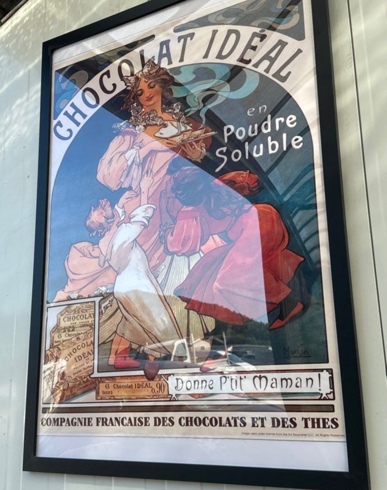 Affiche encadrée publicité ancienne chocolat Idéal