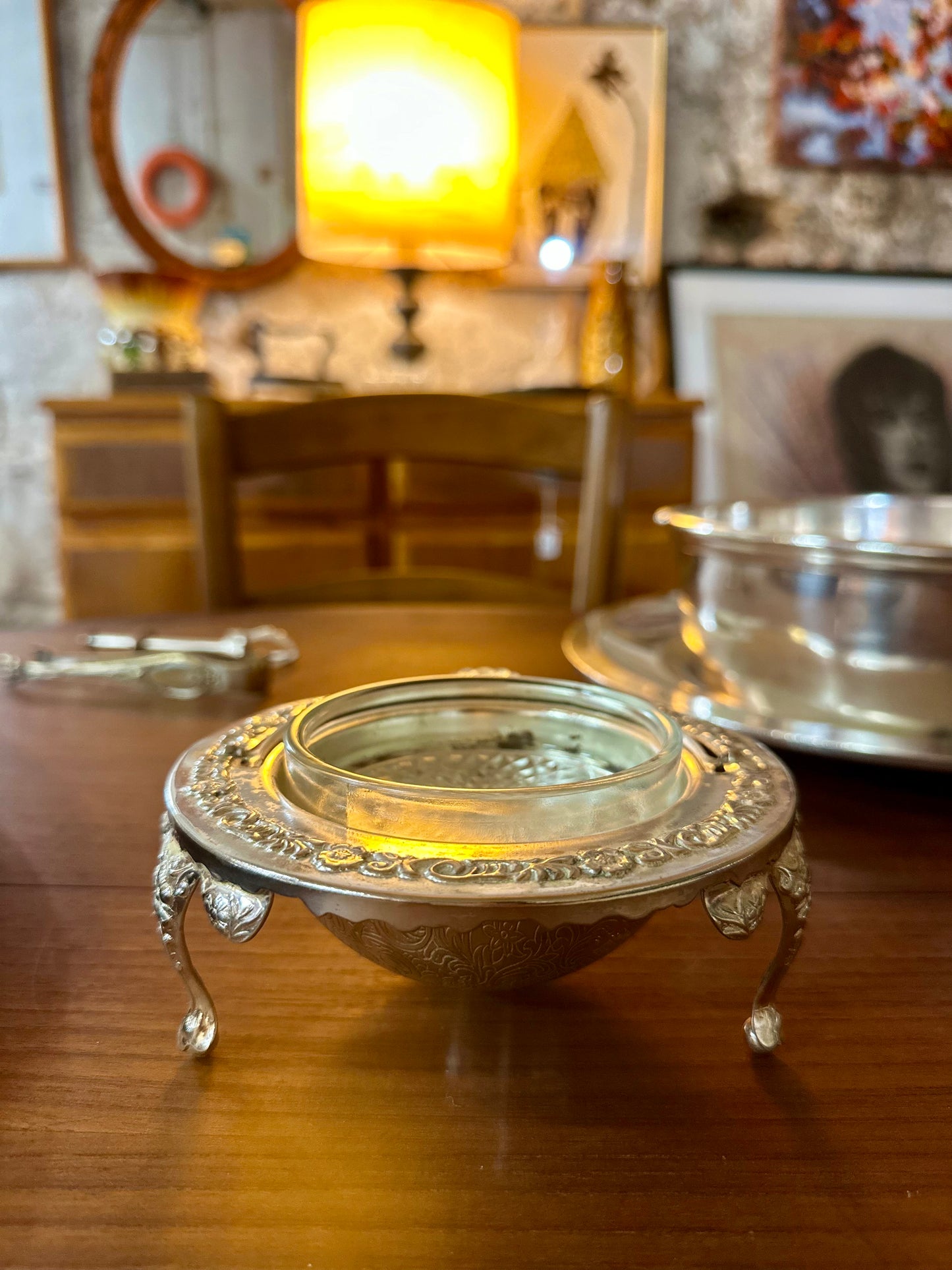 Serviteur à caviar en métal argenté