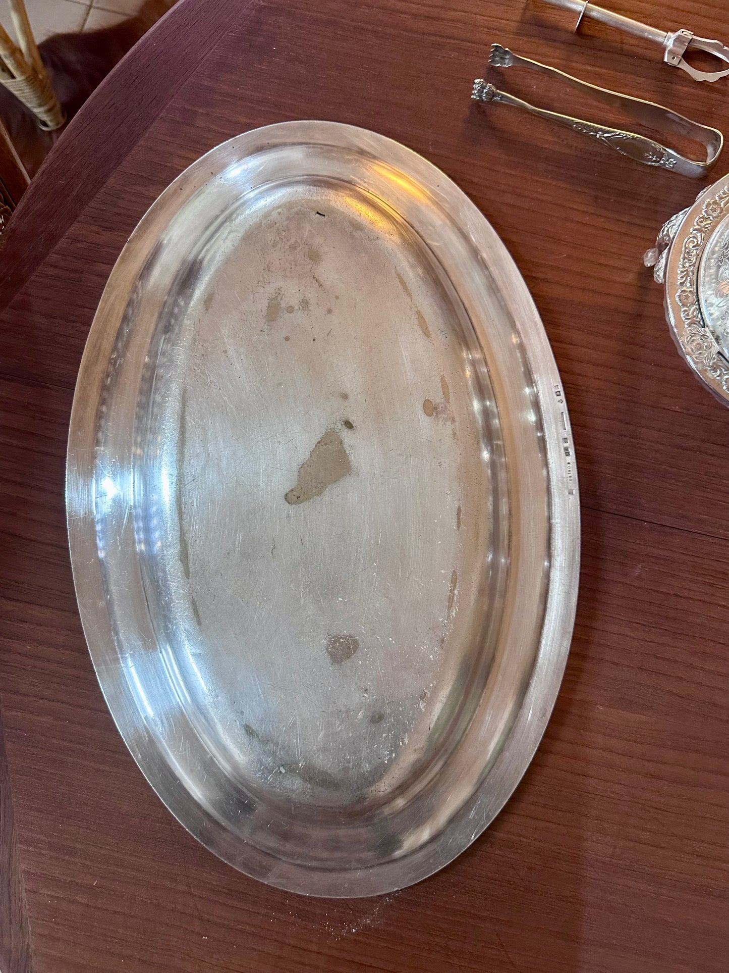 Plat ovale métal argenté Christofle Marine Nationale