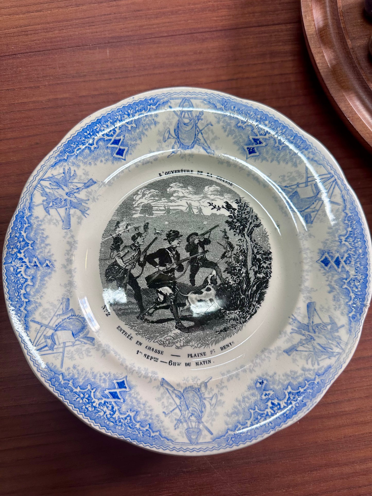 Série de 7 assiettes Creil et Montereau L'ouverture de la chasse