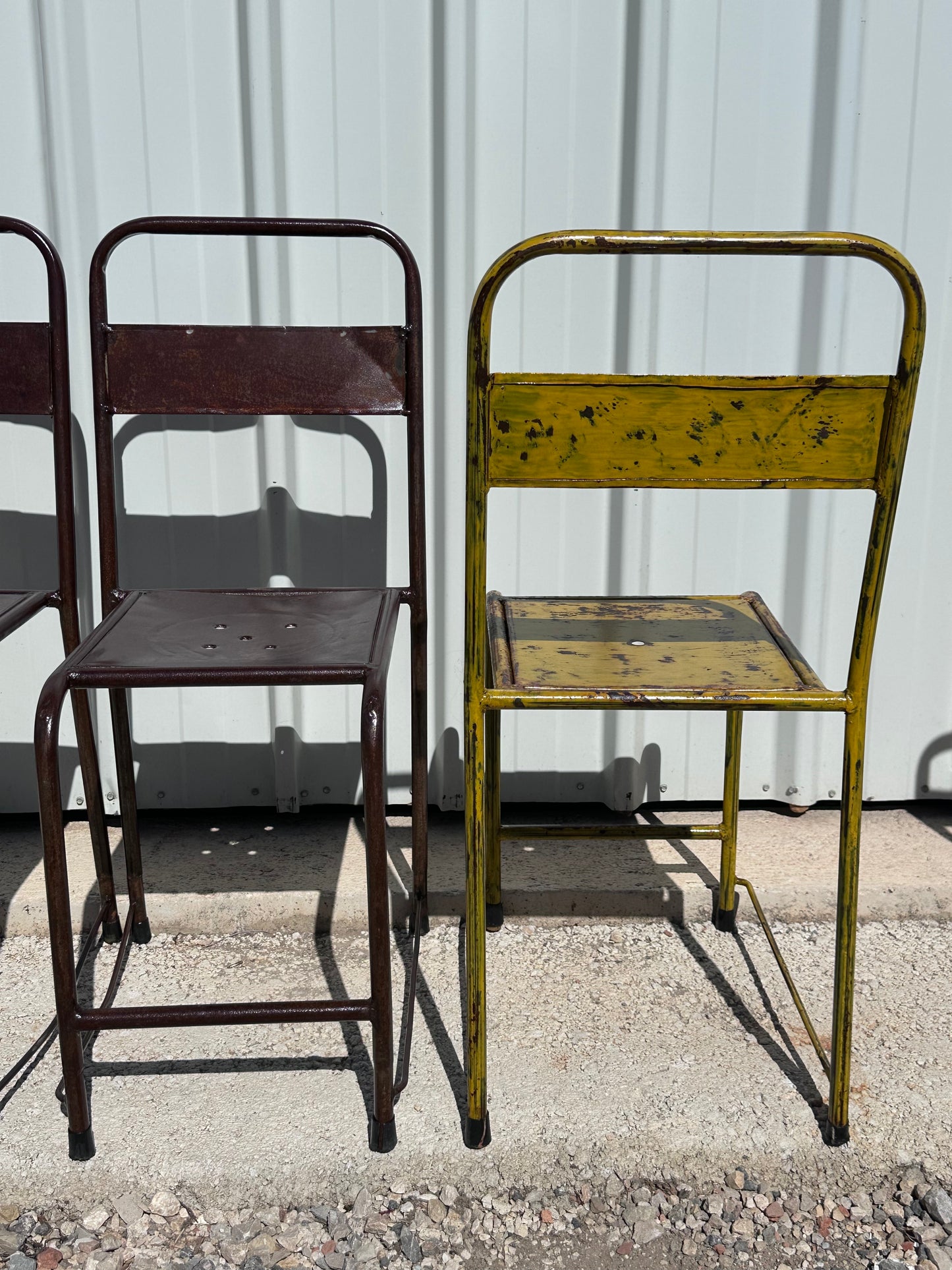 4 chaises d'atelier vintage en métal