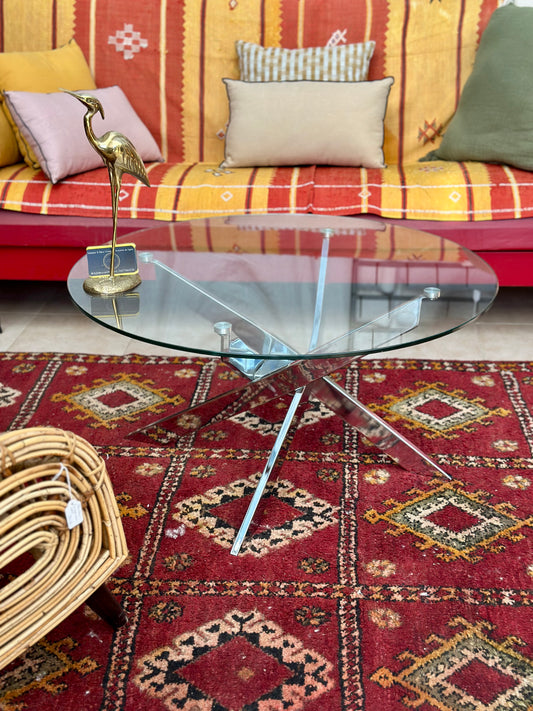 Table basse verre & métal chromé