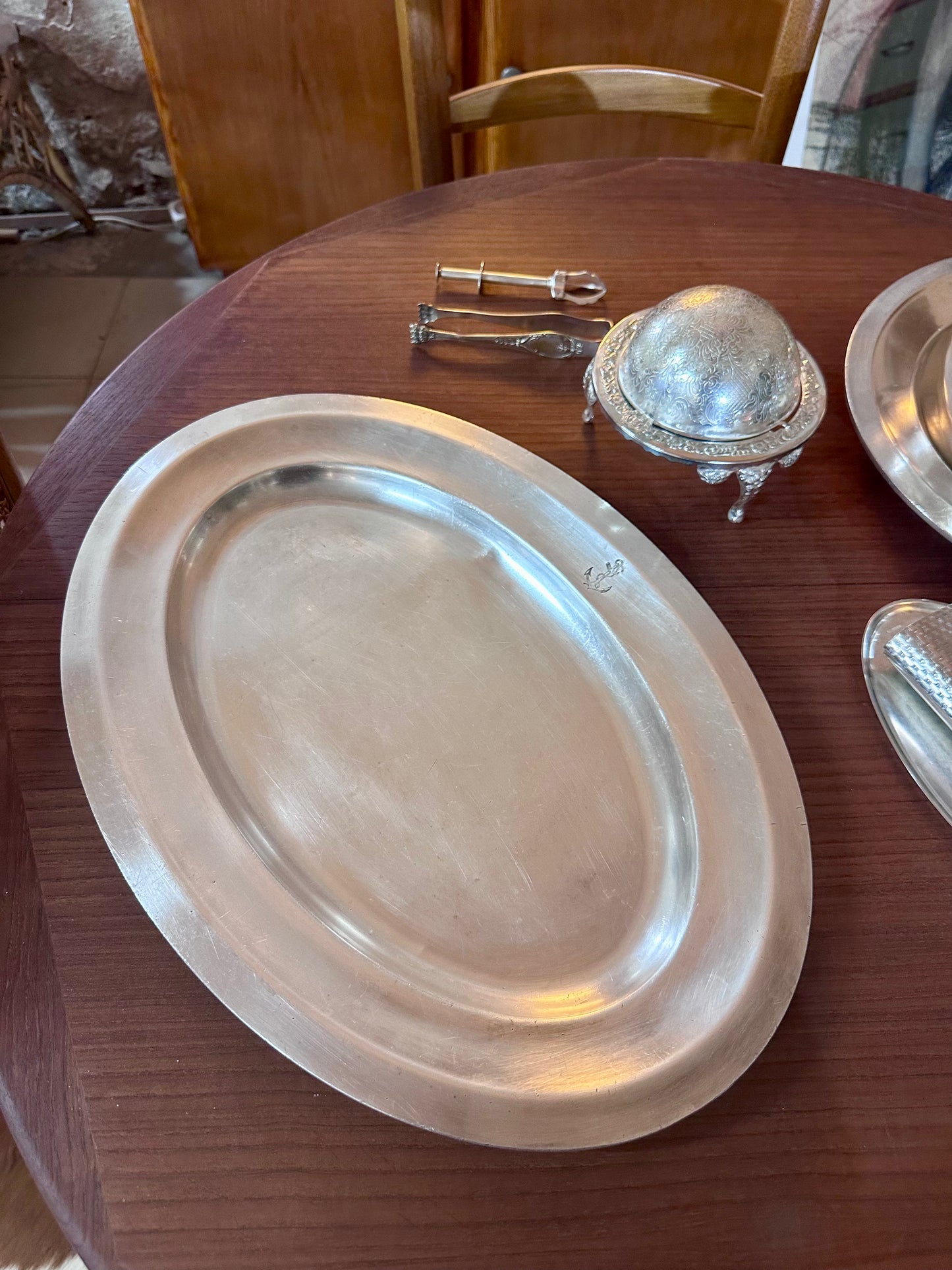 Plat ovale Christofle métal argenté Marine Nationale