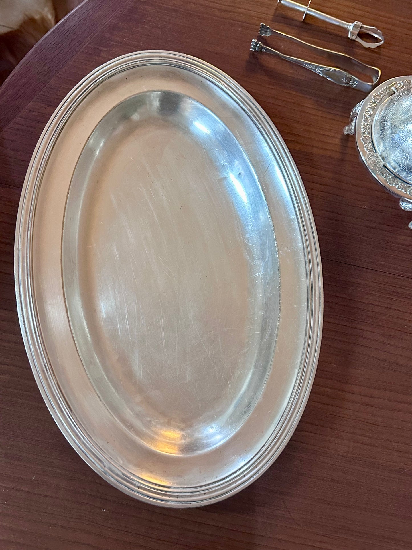 Plat ovale métal argenté Christofle Marine Nationale