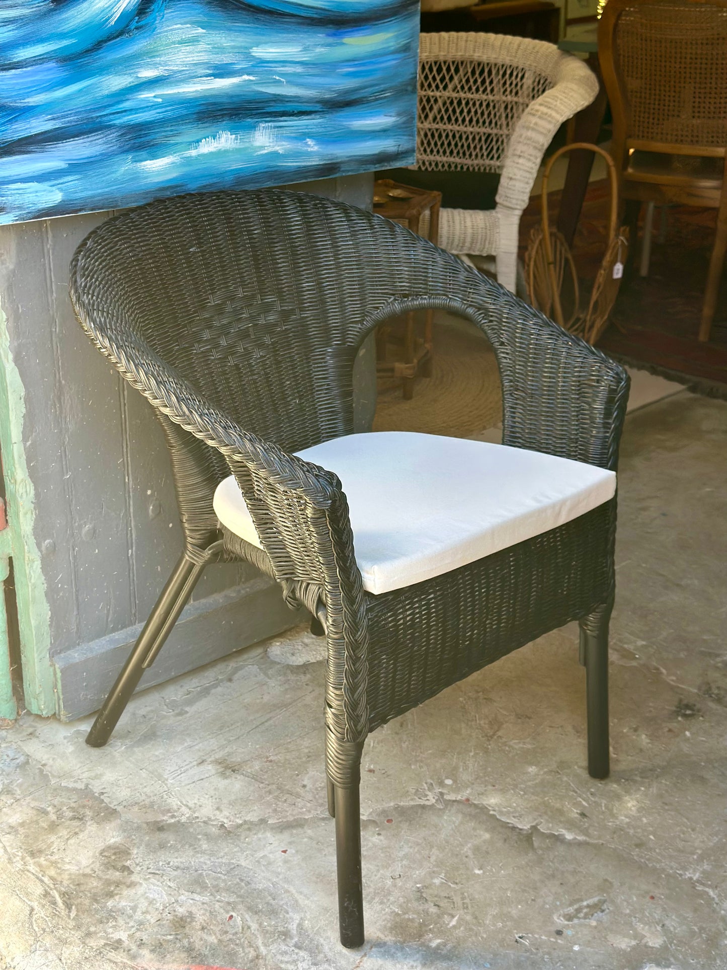 Fauteuil en rotin noir