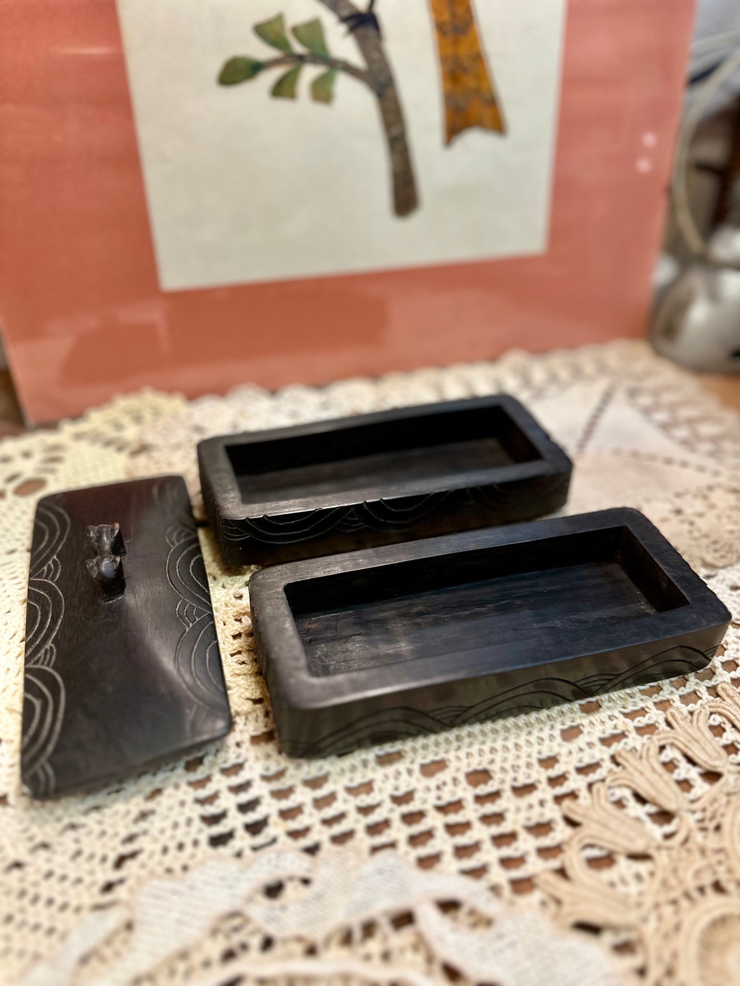 Boite à bijoux en bois d'ébène