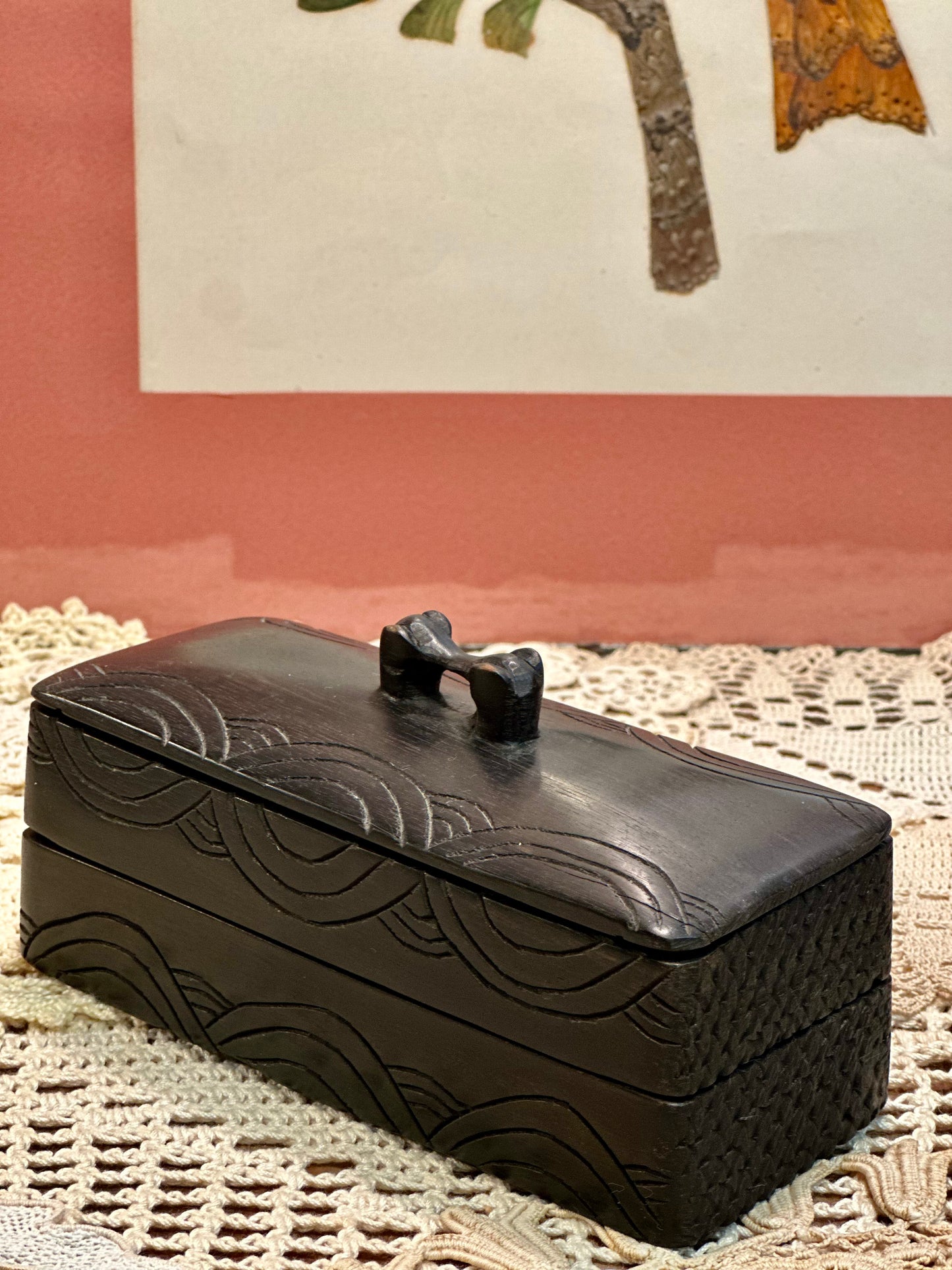 Boite à bijoux en bois d'ébène
