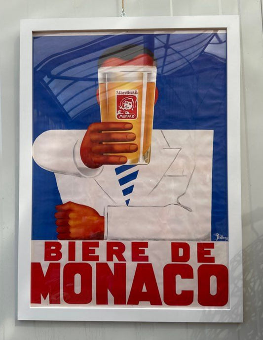 Affiche encadrée publicitaire Bière de Monaco Pierre Belenger