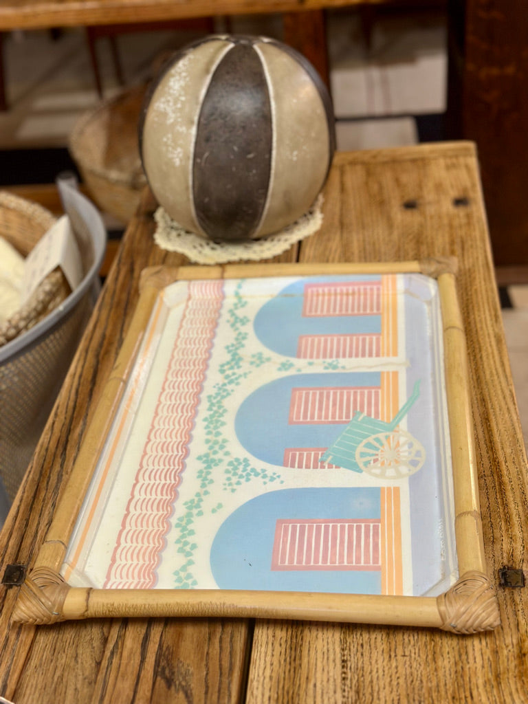 Plateau rotin & fibre de verre Ana M.Vogel