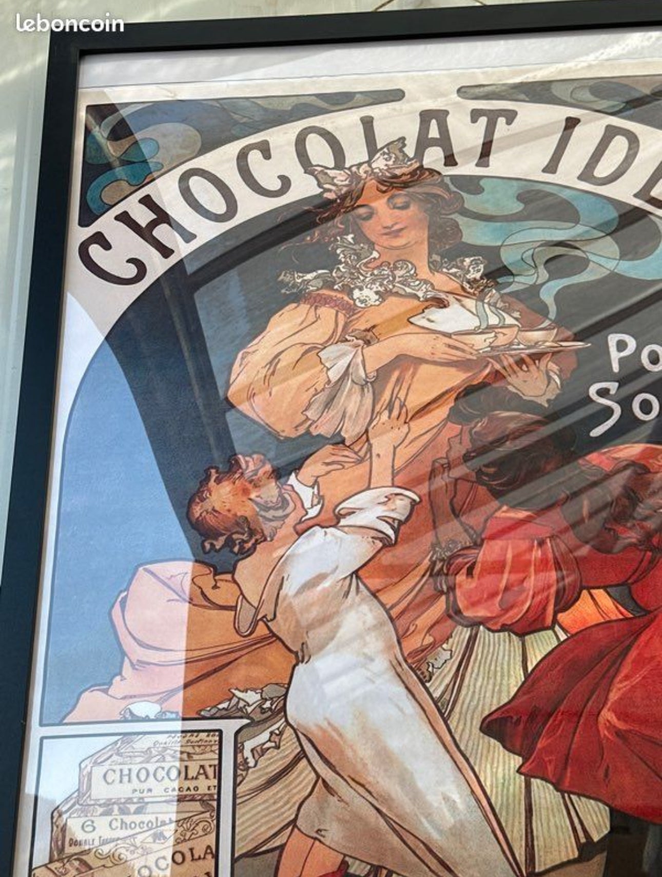 Affiche encadrée publicité ancienne chocolat Idéal
