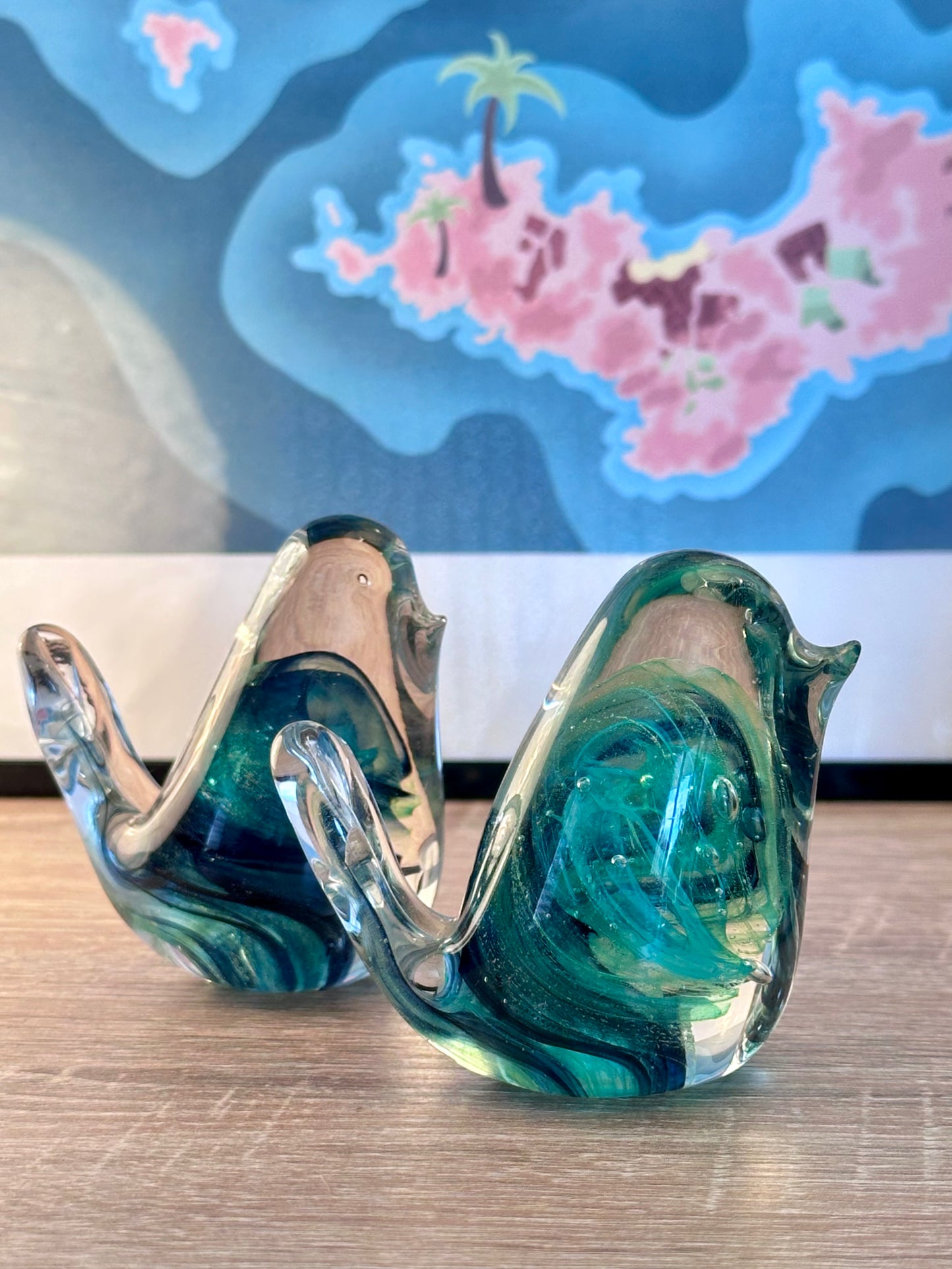 Couple d'oiseaux en verre