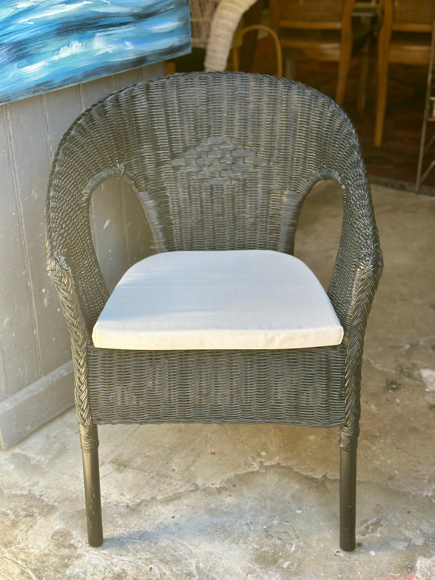 Fauteuil en rotin noir