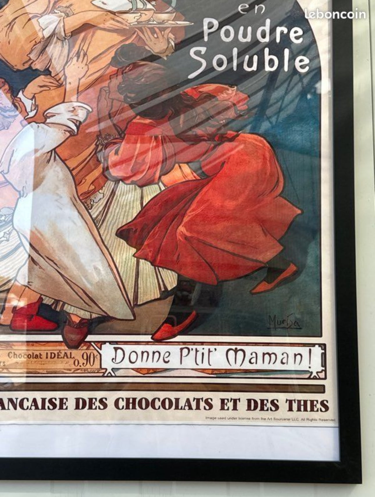 Affiche encadrée publicité ancienne chocolat Idéal