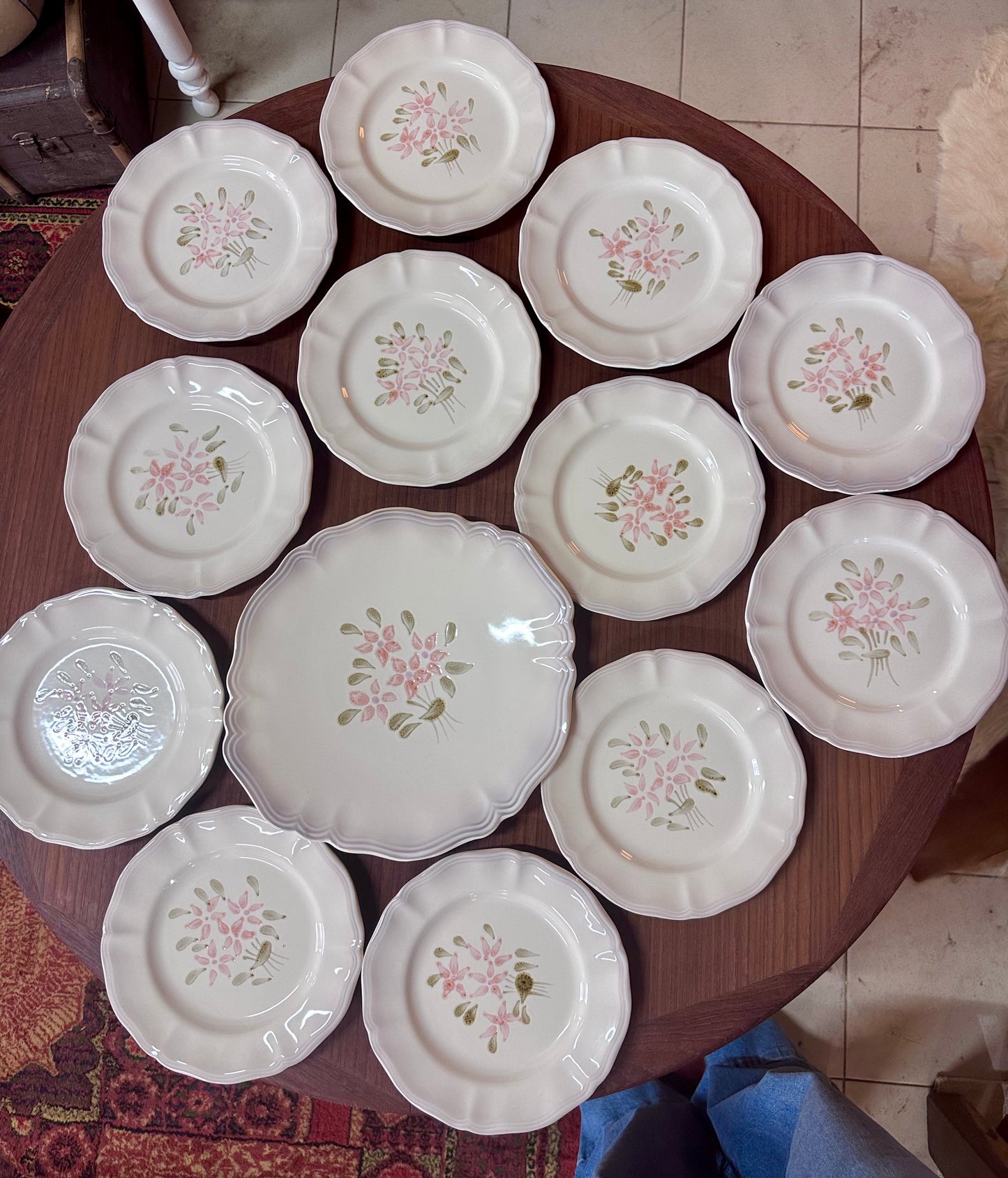 Service à dessert Sarreguemines modèle Nuage Rose